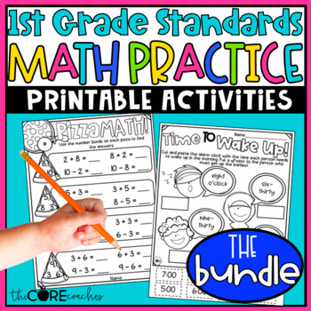 Preview of Full Year Math Practice Worksheets for 1st Grade Math Standards - Bundle