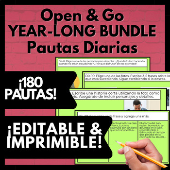 Preview of Daily Spanish Writing Practice Editable, Digital & Printable Full Year 180 Days