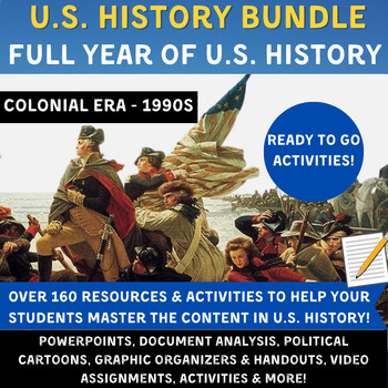 Preview of Full Year US History Bundle-PPTs, Primary Sources, Activities & more (1492-2000)