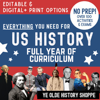 Preview of Full Year US History Curriculum No-Prep, Student-Centered Digital & Print