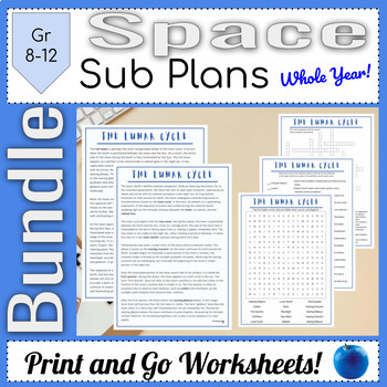 Preview of Full Year of Astronomy Activities Bundle for Engaging Options || Easy Sub Plans