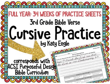 Preview of Full Year of Bible Verse Handwriting Cursive Practice: 3rd Grade