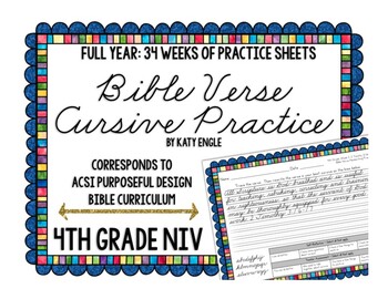 Preview of Full Year of Bible Verse Handwriting Cursive Practice: 4th Grade