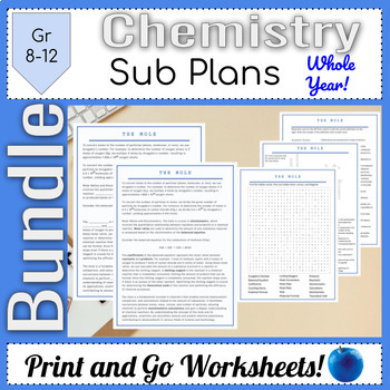 Preview of Full Year of Chemistry Activities Bundle for Engaging Options || Easy Sub Plans