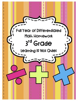 Preview of Full Year of Differentiated Math Homework 3rd/4th grade