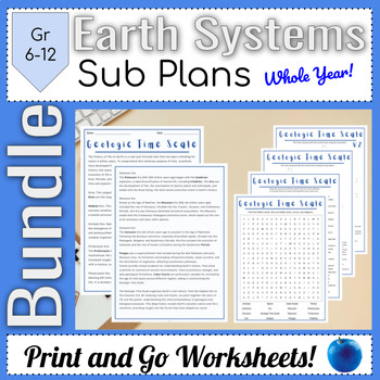 Preview of Full Year of Geology Activities Bundle for Engaging Options || Easy Sub Plans