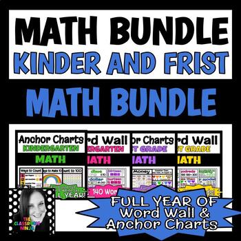 Preview of Full Year of Math Anchor Charts and Word Walls for KINDERGARTEN & 1ST Bundle
