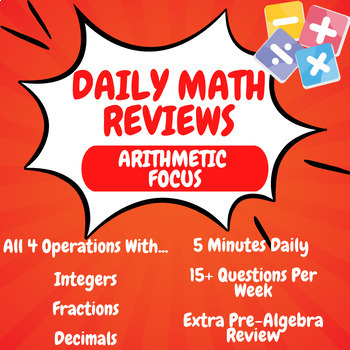 Preview of Full Year of Daily Arithmetic Reviews | No Prep Math Warm Ups and Bellringers