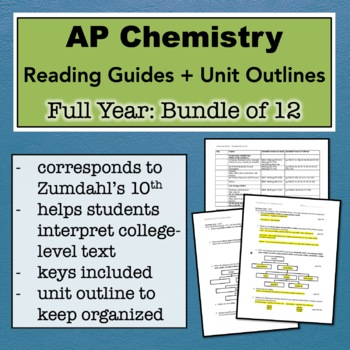 Preview of Full Year of Reading Guides + Unit Outlines using Zumdahl (AP Chemistry)