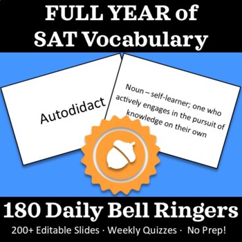 Preview of Full Year of SAT Vocabulary with Quizzes - Great for Distance Learning!
