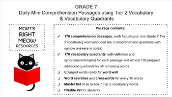 Preview of Full Year of Tier 2 Vocabulary Building through Daily Comp Passages- Grade 7