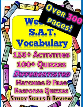 Preview of UPDATED***Full Year of Weekly SAT Vocabulary Activities, Review and Assessments