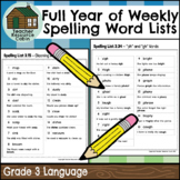 Full Year of Weekly Spelling Word Lists (Grade 3 Language)