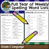 Full Year of Weekly Spelling Word Lists (Grade 5 Language)