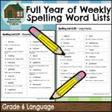 Full Year of Weekly Spelling Word Lists (Grade 6 Language)