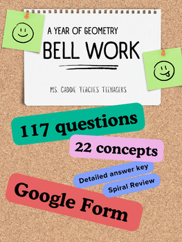 Preview of Full year of Geometry Bell work/ Spirals review (117 questions total!)