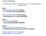 Full year of unit review slides for assessments 8th grade/
