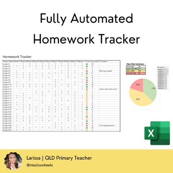 Preview of Fully Automated  Homework Tracker | Excel and Google Sheets