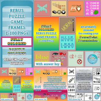 Preview of Fully Colored Rebus Puzzle Game Frames 1-100 PNGs