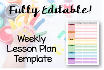 Preview of Fully EDITABLE Weekly Lesson Plan Template