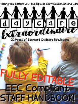 Preview of Fully Editable - Childcare Employee Handbook - 23 Pages - EEC Regulated!