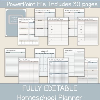 Preview of Fully Editable Homeschool Planner
