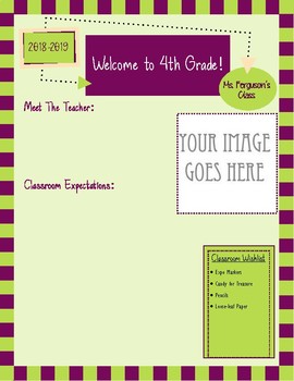 Preview of Fully Editable Meet the Teacher, Classroom Information Flyer