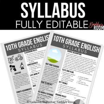 Preview of English Syllabus Template for Middle and High School - Fully Editable