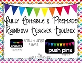 Fully Editable and Premade Rainbow Teacher Toolbox Labels