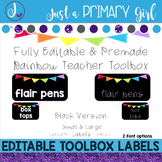 Teacher Toolbox Labels - BLACK & Editable