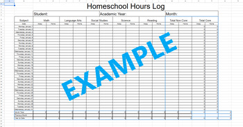 Preview of Fully Functional Homeschool Hours Log