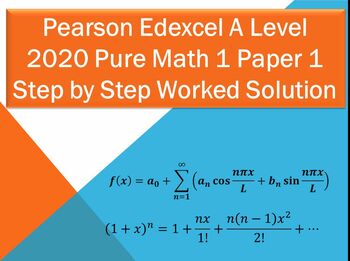 Preview of Fully Solved A Level  2020 Pure Math 1 Paper 1