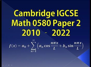 Preview of Fully Solved IGCSE Mathematics 0580 Paper 2  (2010 – 2022)