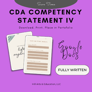 Preview of Fully Written CDA Competency Statement IV Sample Google Doc/ Save time!