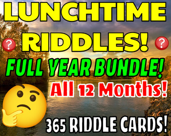 Preview of Fully Year Bundle Riddle Cards  Printable Lunch Box Notes  3rd 4th 5th grade