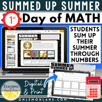 Preview of Fun 1st First Day of School Math Activity for Middle School All About My Summer