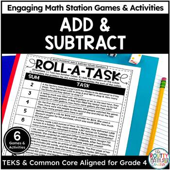 Preview of Fun 4th Grade Math Dice Games: Addition and Subtraction with Word Problems