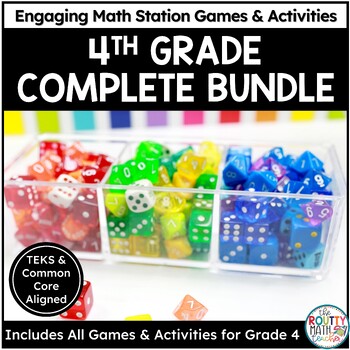 Preview of Fun 4th Grade Math Dice Games Bundle: Roll and Cover Math Review Activities