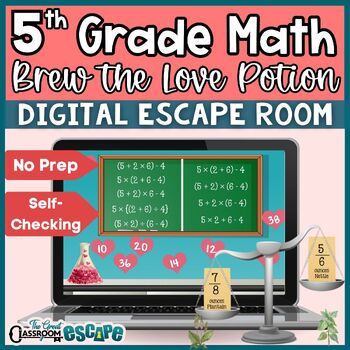 Preview of 5th Grade Math Digital Escape Room Great Activity for Valentine's Day or Any Day