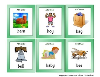 ABC Order Task Cards and Worksheets for Literacy Centers | TpT
