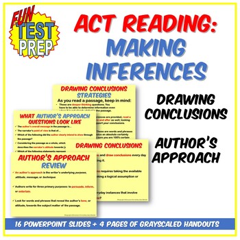 Preview of Fun ACT Reading Making Inferences PPT: Drawing Conclusions & Author's Approach