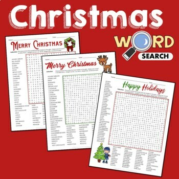 Preview of Fun Christmas Word Search Activity Hard Puzzle December Vocabulary Worksheets