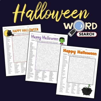 Preview of Fun Activity Halloween Word Search Activity Hard Puzzle October Worksheets