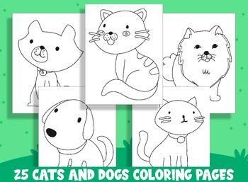 Preview of Fun & Adorable Coloring Pages of Cats and Dogs: 25 Perfectly Designed Sheets