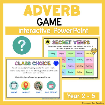 Preview of Fun Adverb Game for Year 2, 3, 4 and 5 Students - Interactive PowerPoint Slides
