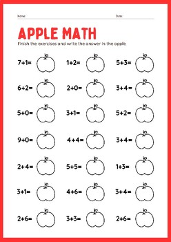 Preview of Fun Apple and Strawberry Math Worksheets for Kids