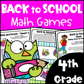 Preview of 4th Grade Back to School Activities - Fun Math Games - Beginning of the Year