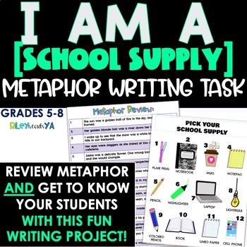 Preview of Fun Back to School Metaphor Writing Task - For Middle Schoolers