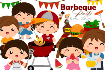 Preview of Fun Barbecue BBQ party cute - vector clipart illustration