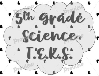 Preview of Fun Black & White 5th Grade Science TEKS and I can Posters